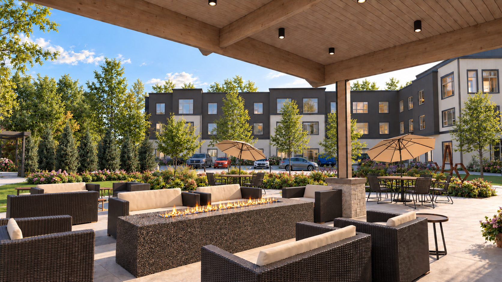 Rendering of Touchmark at Hillside firepit